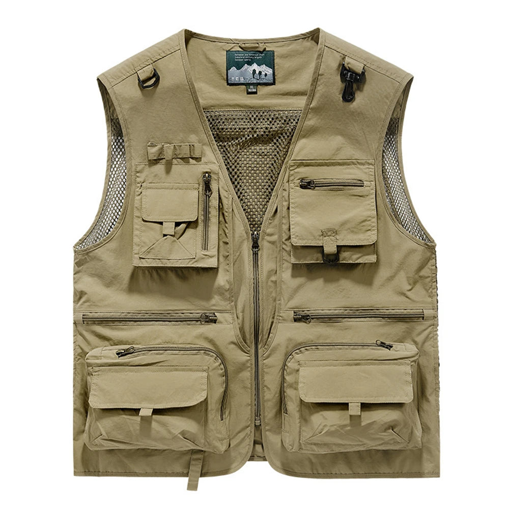 FGKKS Men’s Outdoor Multi-Pocket Vest Breathable Sports Coat