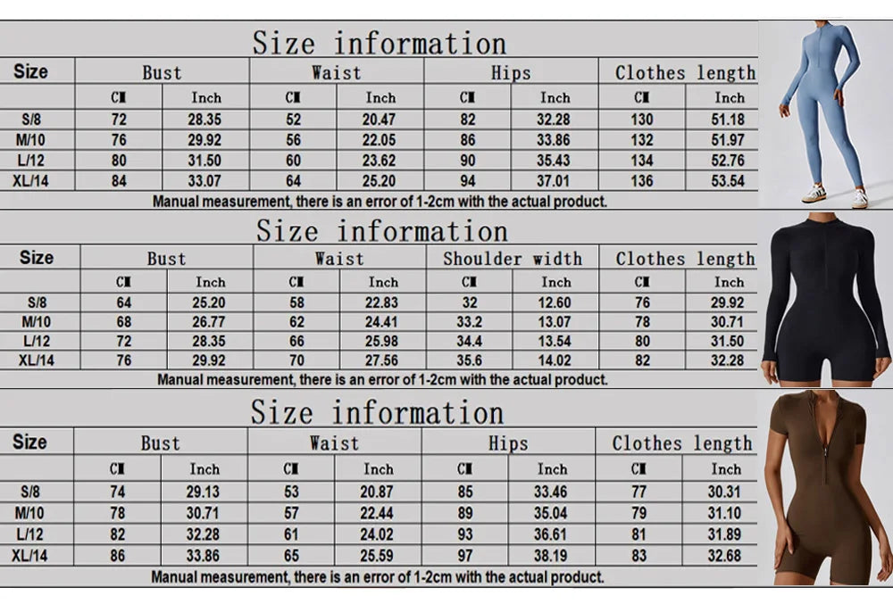 Women’s Summer Zipper Workout Jumpsuit Fitness Yoga Set