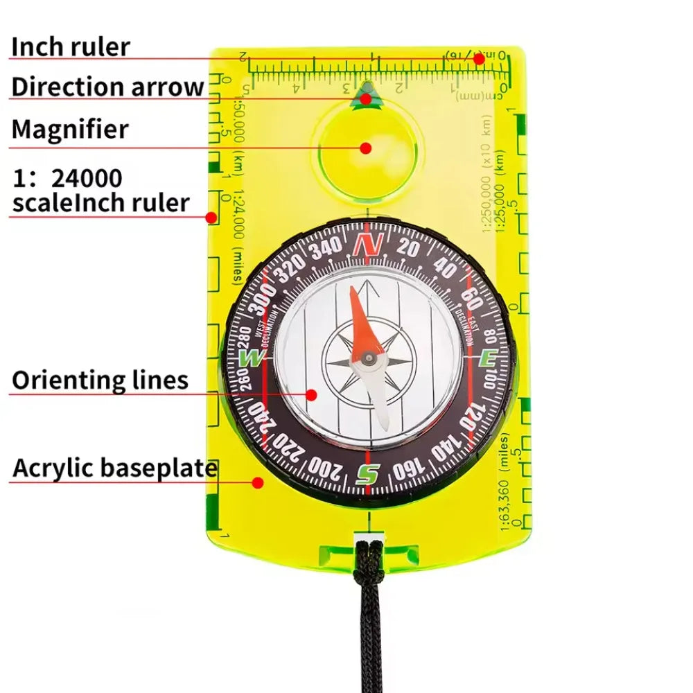 Waterproof Orienteering Baseplate Compass for Hiking and Navigation