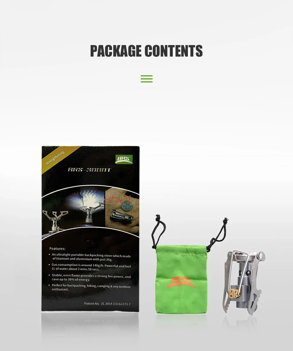 BRS-3000T Ultralight Titanium Camping Stove – 25g Mini Gas Burner