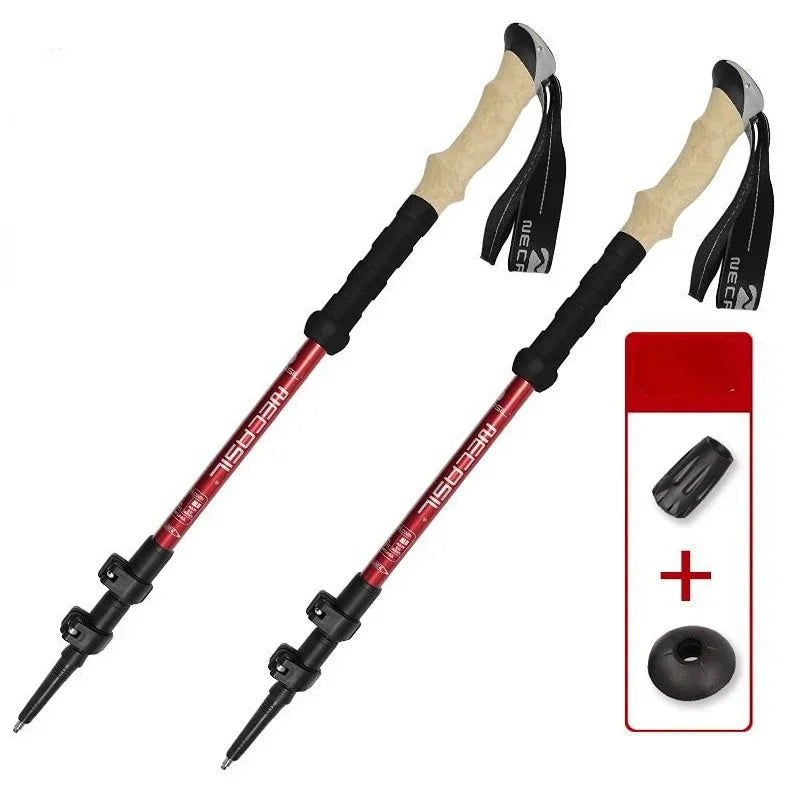 2PCS Ultralight Adjustable Trekking Poles with Quick Lock