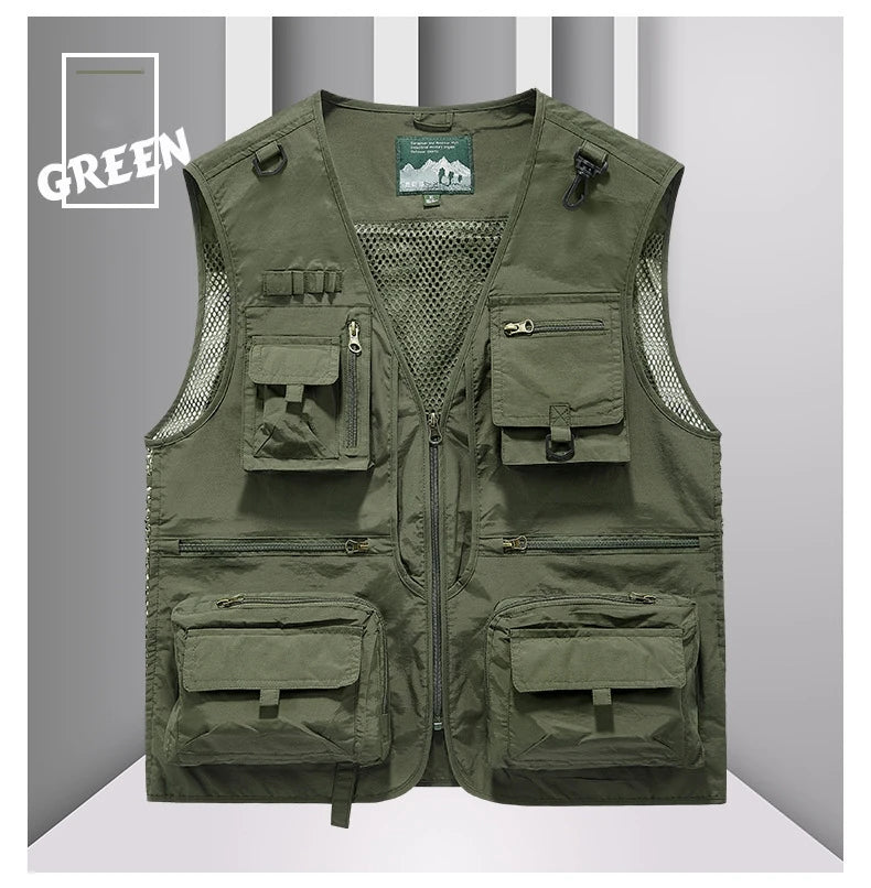 FGKKS Men’s Outdoor Multi-Pocket Vest Breathable Sports Coat