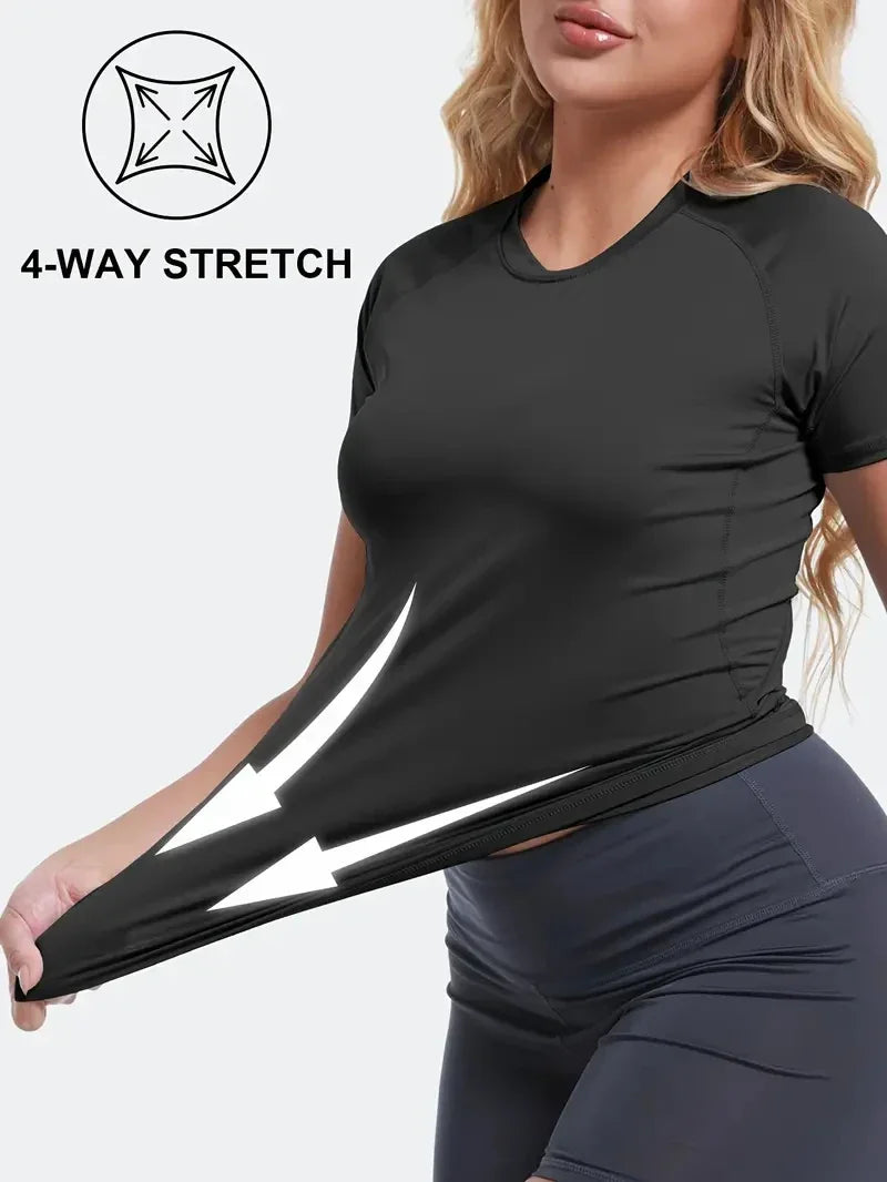 Women’s Compression Short Sleeve Athletic Quick-Dry Workout Shirt