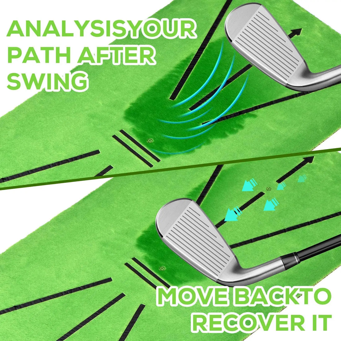 Golf Swing Training Mat with Impact Trace Direction Pad